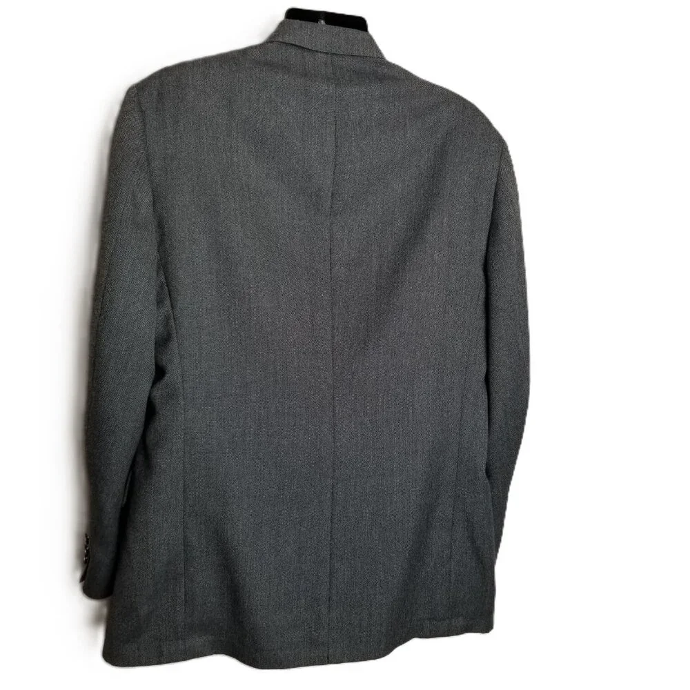 Vintage Jaymar Ruby Double Breasted Blazer 48R Gray Wool Blend Professional